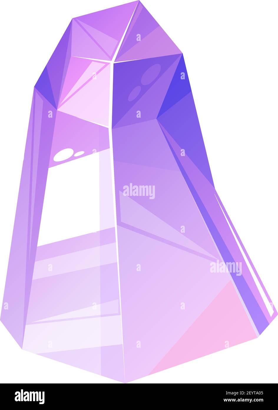 Turmalin purpurner Kristall Halbedelstein isoliert. Vektor Amethyst facettierten Schmuck Juwel Stock Vektor