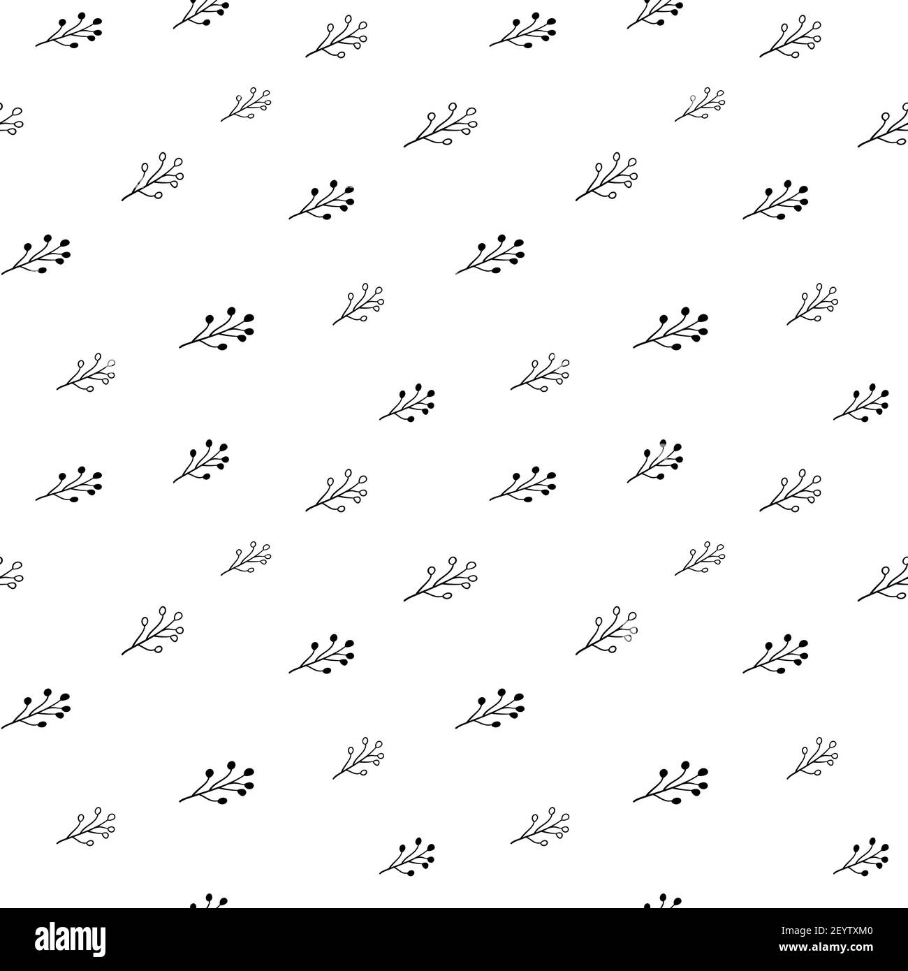 Pflanze nahtlose Muster, schwarz und weiß handgezeichnete Baum Doodle Digitalpapier, abstrakte Pflanzen wiederholenden Hintergrund, die monochrome Kräuter-Vektor-Wallpap Stock Vektor