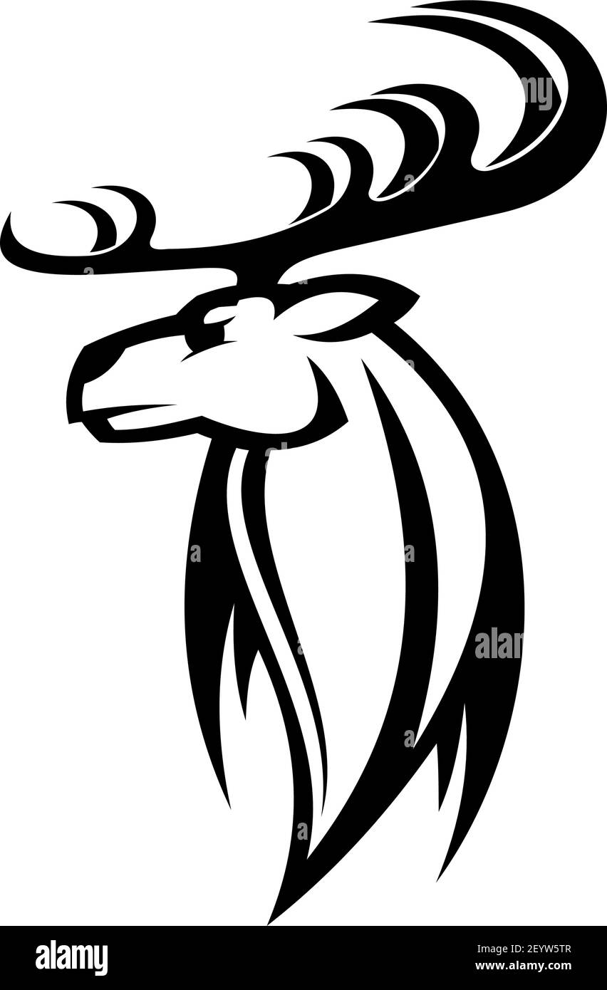Geweih Tier Isoliert Monochromen Hirsch Silhouette Vektor Rentier Jagd Club Logo Tattoo Design Stock Vektorgrafik Alamy