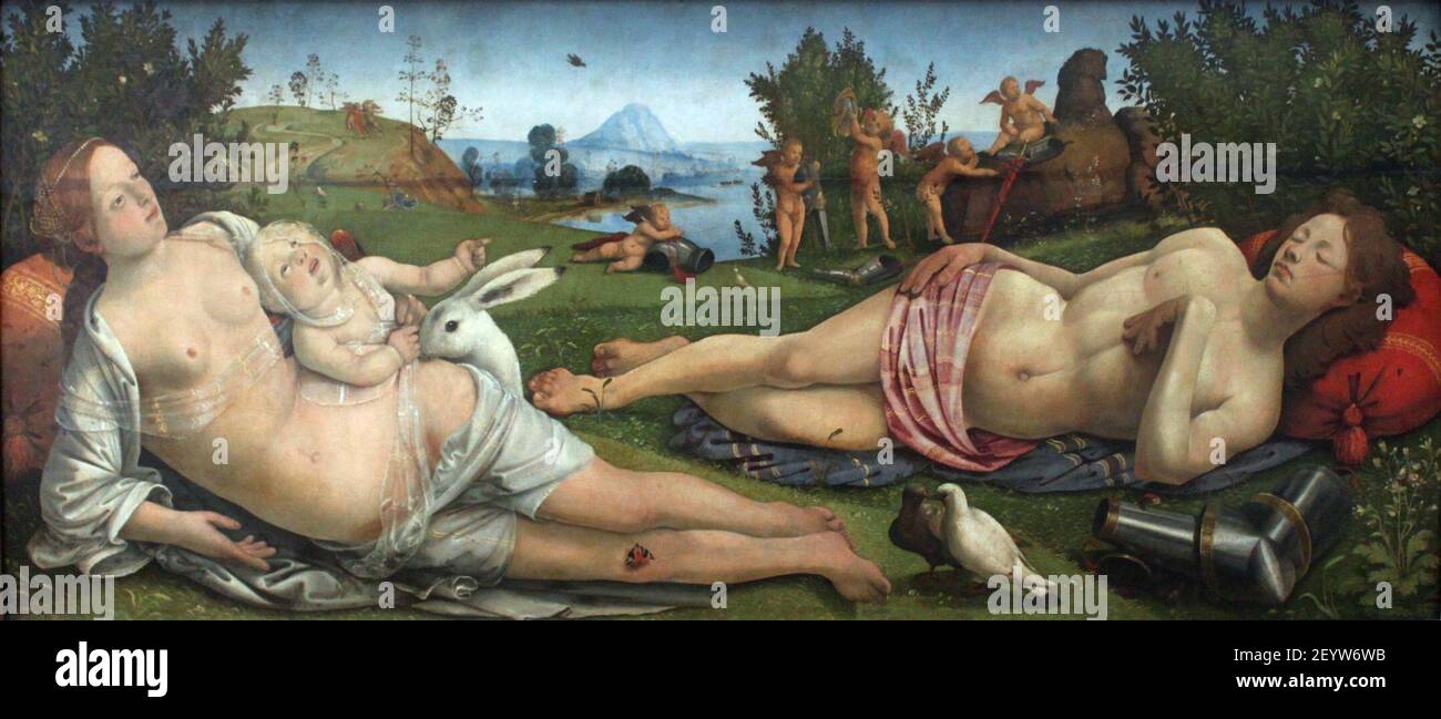 1505 Piero di Cosimo Venus, Mars und Amor anagoria. Stockfoto