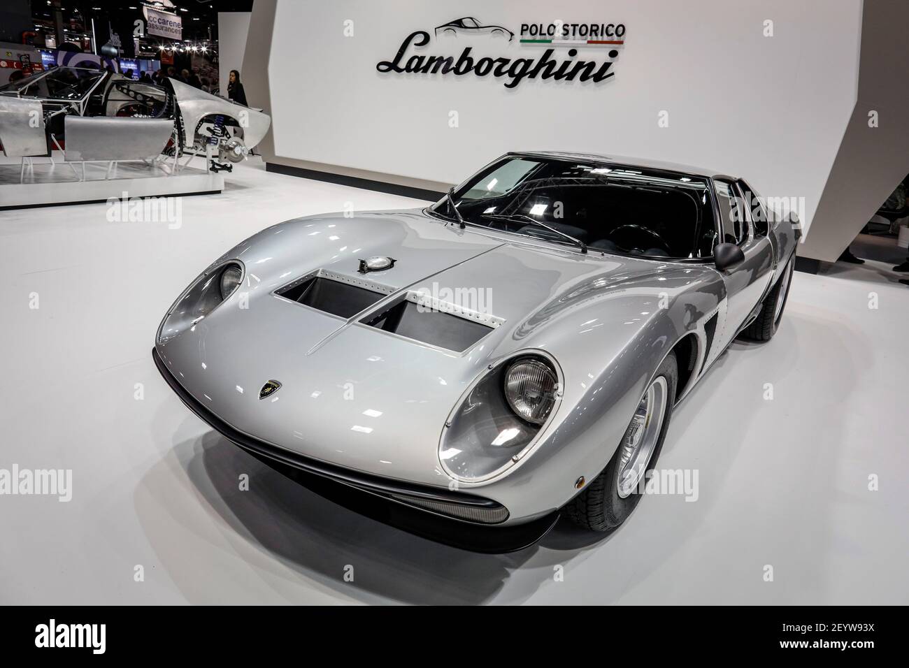 Stand Lamborghini während der Retromobile Auto Show auf der Paris Expo Porte de Versailles, vom 5. Bis 9. Februar 2020 in Paris, Frankreich - Foto Francois Flamand / DPPI Stockfoto