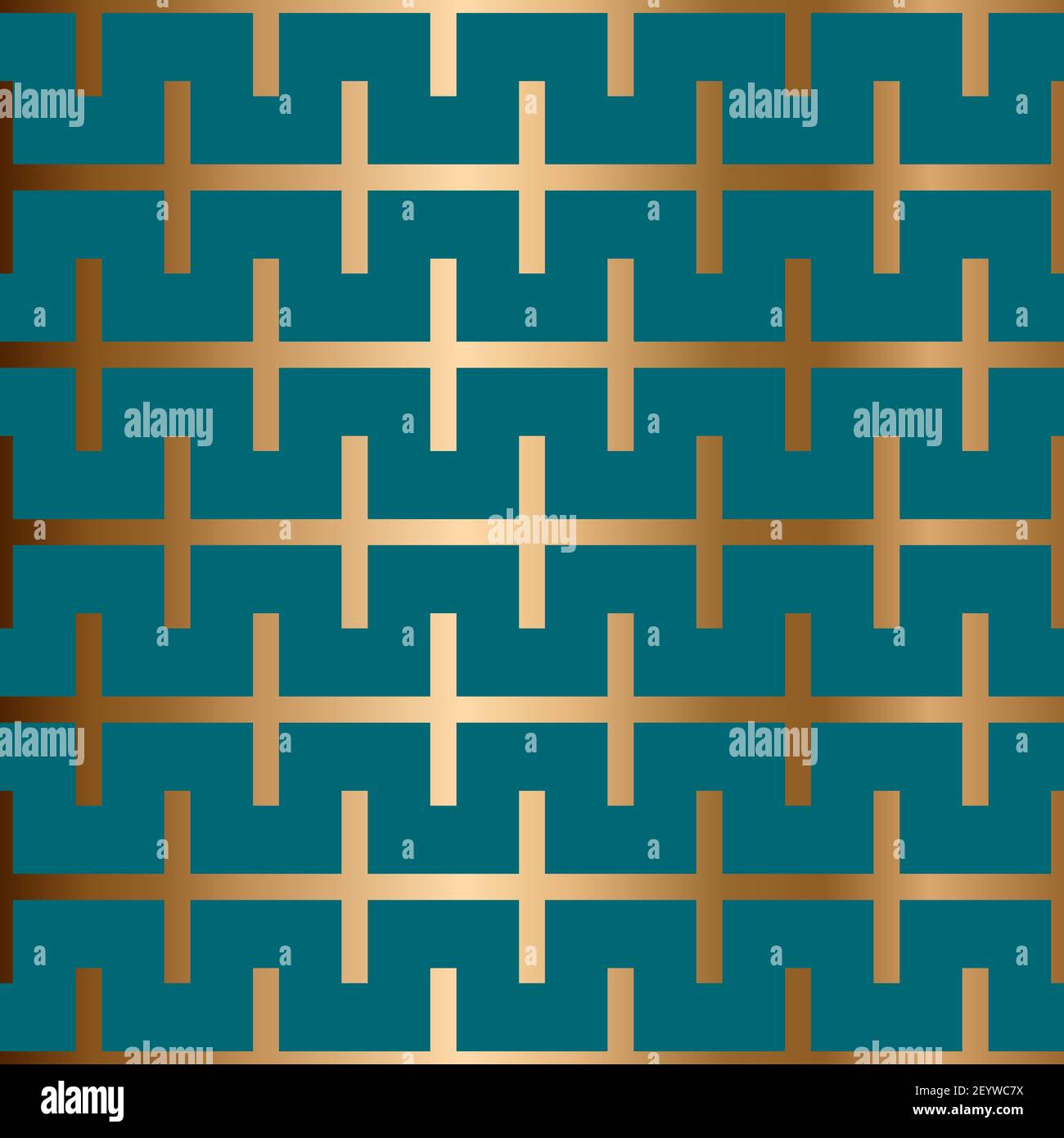 Abstraktes geometrisches Vektor-nahtloses Muster. Ornamentaler blauer, türkisfarbener und goldener Hintergrund Stock Vektor