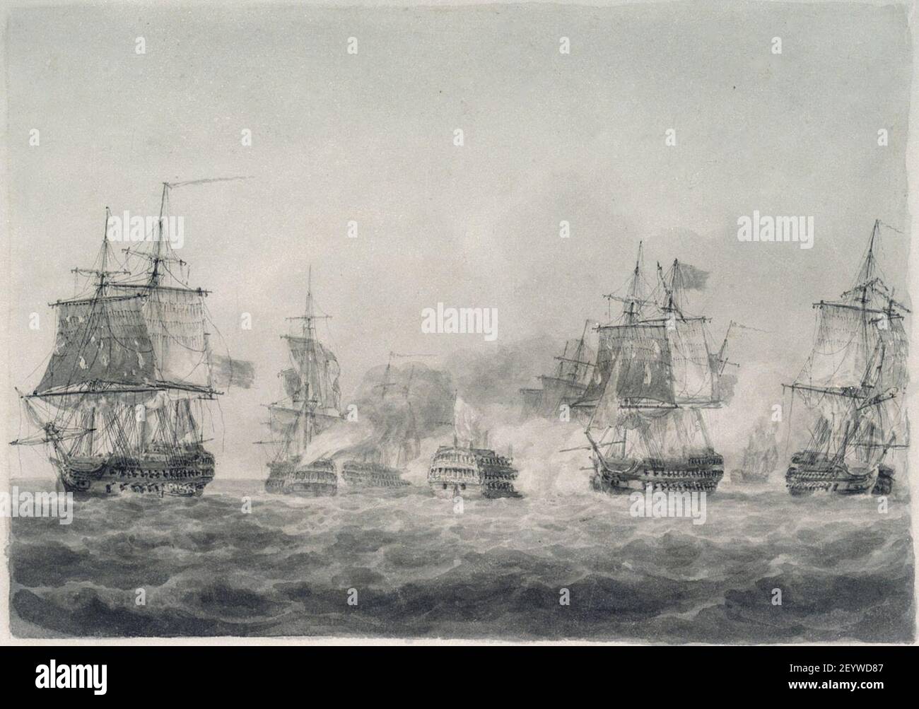 Nicholas Pocock - die Schlacht von Camperdown 1797. Stockfoto