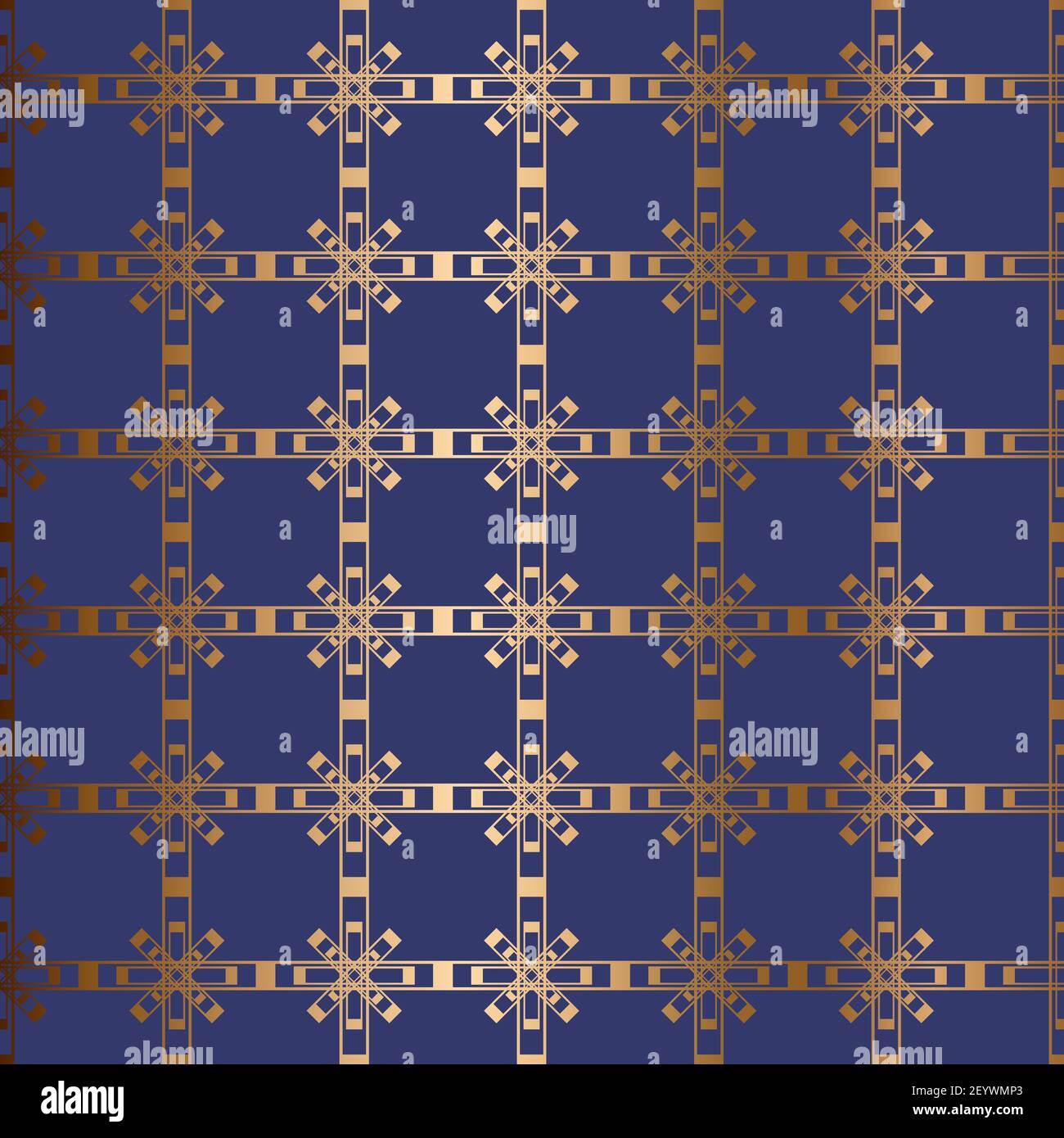 Abstraktes geometrisches Vektor-nahtloses Muster. Ornamentaler blauer, türkisfarbener und goldener Hintergrund Stock Vektor