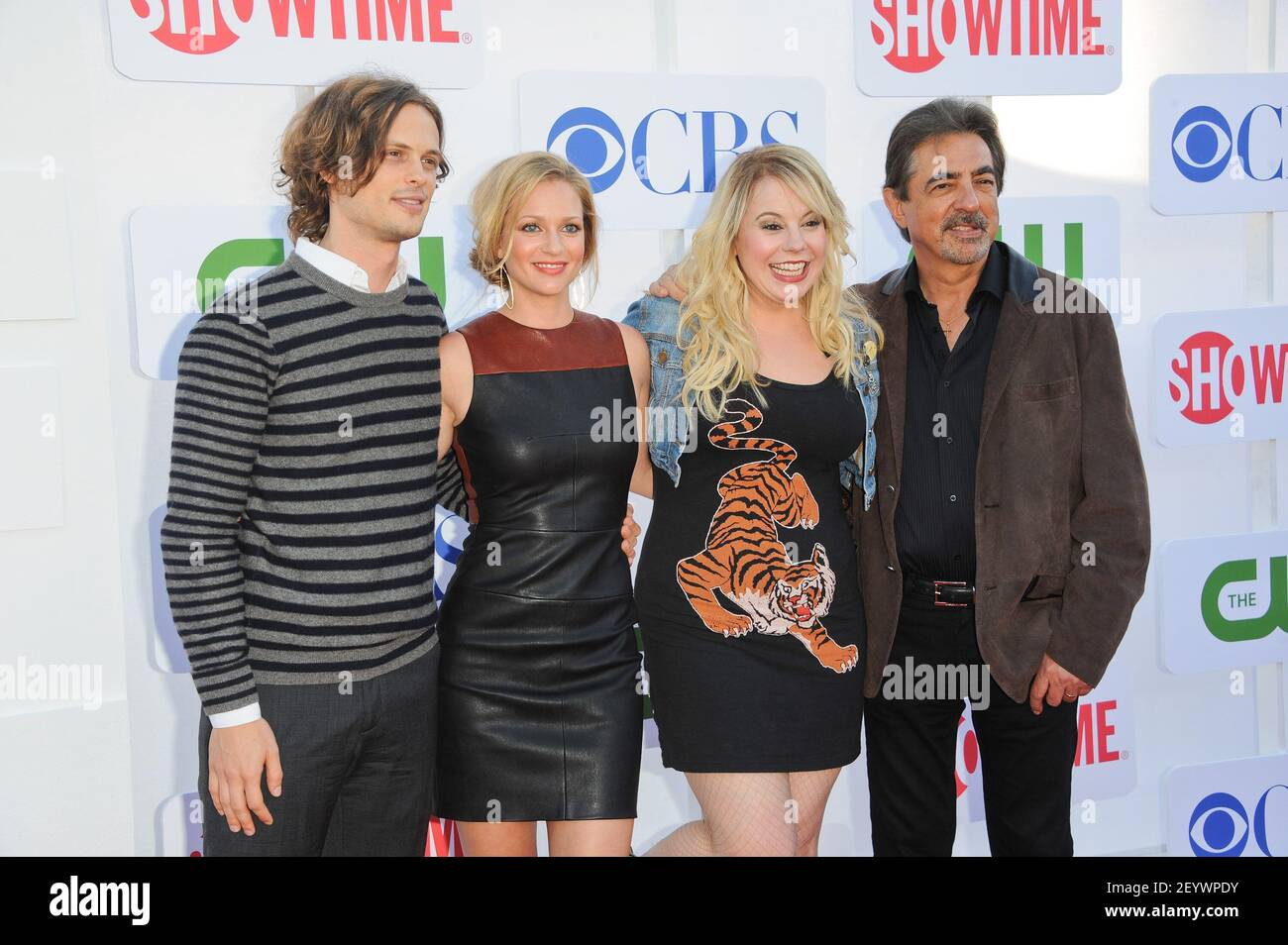 Matthew Gray Gubler, A. J. Cook, Kristen Vangsness und Joe Mantegna. 29. Juli 2012, Beverly Hills, Kalifornien. 2012 TCA Summer Tour - CBS, Showtime und die CW Party. Foto: Giulio Marcocchi/Sipa USA. Stockfoto