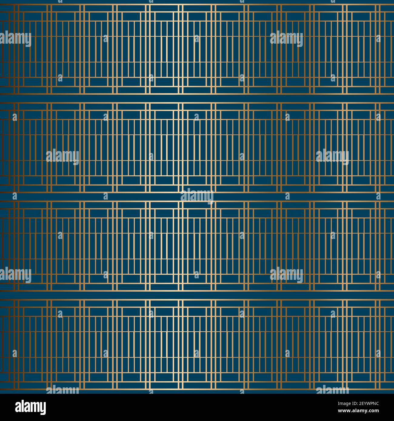 Abstraktes geometrisches Vektor-nahtloses Muster. Ornamentaler blauer, türkisfarbener und goldener Hintergrund Stock Vektor