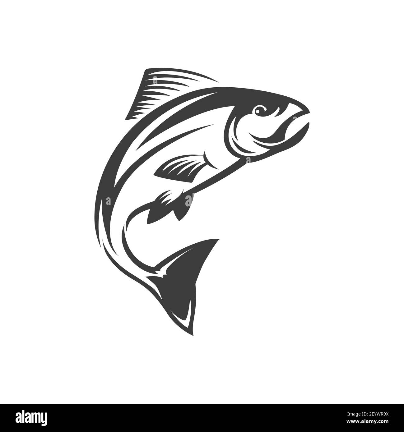 Pelagischer Fisch, kurze indische Makrele, Angelsport Trophäe Salzwasser Thunfisch isoliert monochrome Ikone. Vector Makrele atlantic Chub. Wahoo scombrid Fisch, Stock Vektor