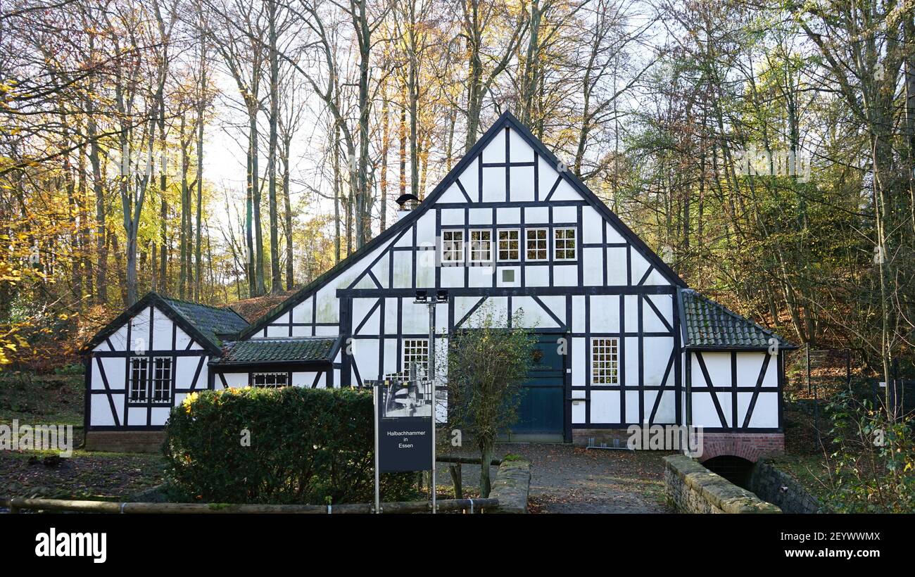 Halbachhammer zwischen Essen-Haarzopf und Magarethenhöhe, technisches Denkmal einer ancieint wasserbetriebenen Schmiede, Rest der Fynckhütte, 15th. Jahrhundert Stockfoto