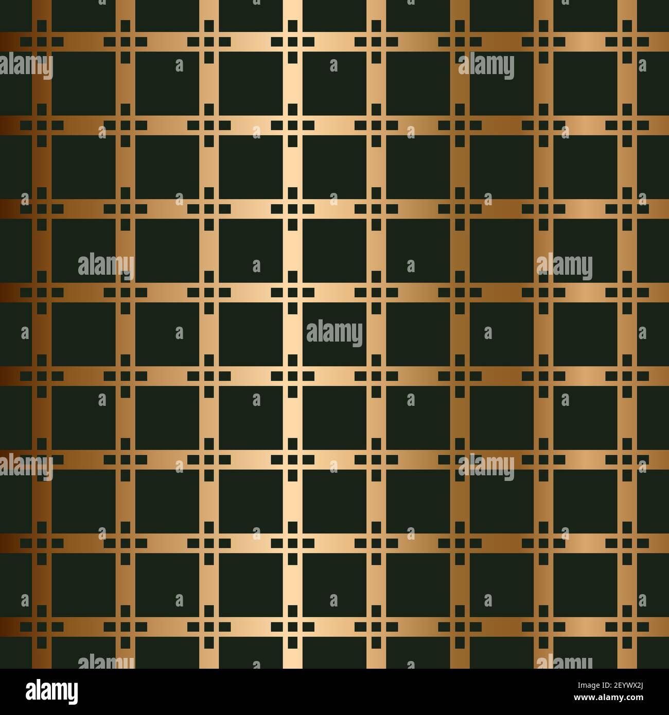 Abstraktes Vektor geometrisches nahtloses Muster mit Rechtecken und gekreuzten Streifen. Ornamentaler goldener Hintergrund Stock Vektor
