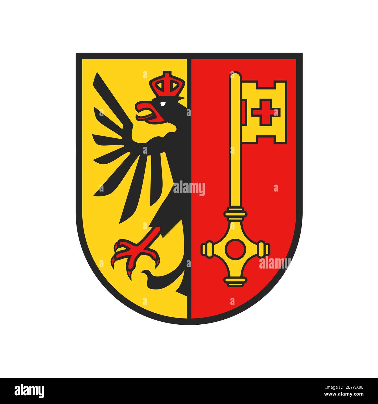 Schweizer Kantonswappen, Schweiz Genfer Wappen, Vektorschild und Wappen der heraldischen Flagge. Schweizer Konföderation Genfer Kanton Wappen Banner und ihr Stock Vektor