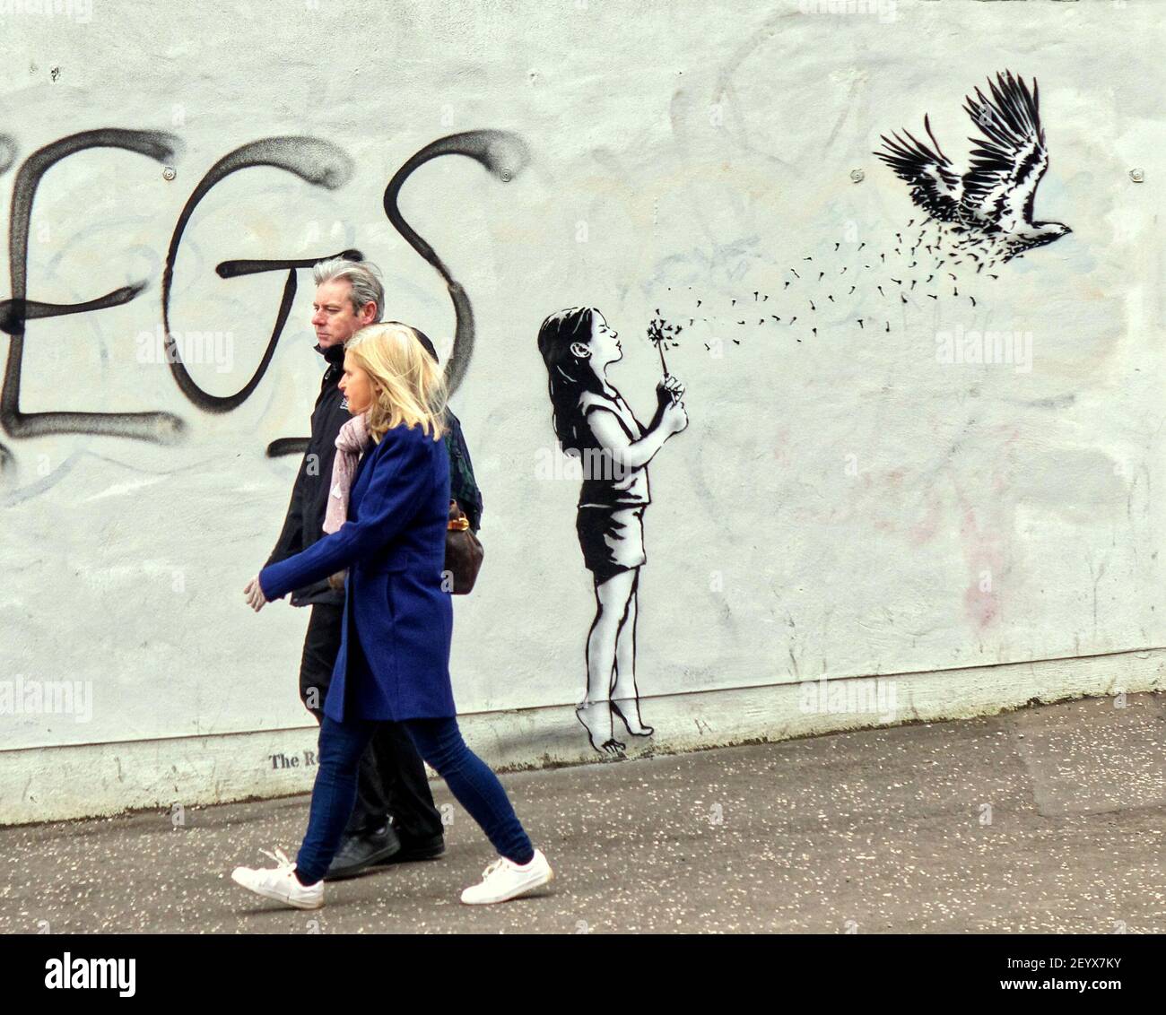 Glasgow, Schottland, UK,6th. März 2021, Lockdown am Samstag wurde die Dystopie als leeres Stadtzentrum zu einem Hafen für Graffiti und Vandalismus, da mehr Menschen allein als je zuvor gingen Credit Gerard Ferry/Alamy Live News Stockfoto