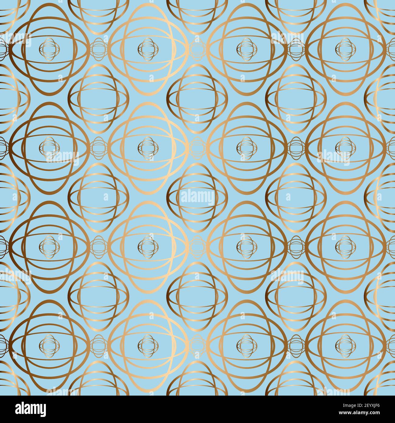 Abstraktes geometrisches Vektor-nahtloses Muster. Ornamentaler blauer, türkisfarbener und goldener Hintergrund Stock Vektor