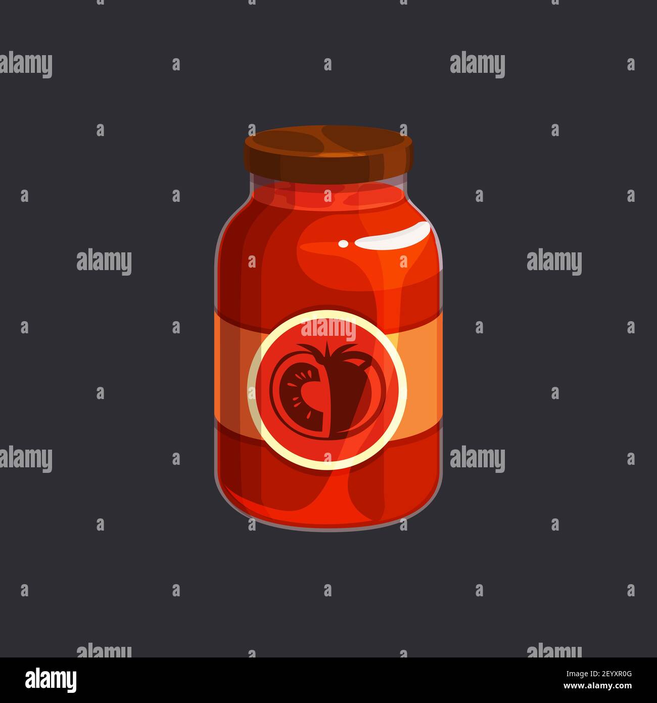 Hausgemachte Tomatensauce in Glas isoliert konservierte Lebensmittel. Vector roten Saft, Konserve Tomatenmarmelade mit Pfeffer und Knoblauch im Glas. Marinierte Tomatenpüree Stock Vektor