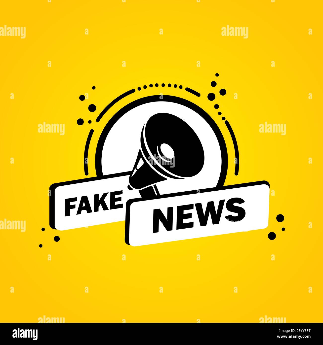 Megaphon mit gefälschte Nachrichten Sprechblase Banner. Lautsprecher. Label für Business, Marketing und Werbung. Vektor auf isoliertem Hintergrund. EPS 10. Stock Vektor