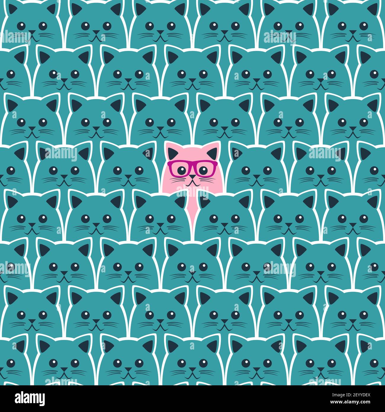 Nahtloses Katzenmuster. Vektorhintergrund. Kann für Tapete, Cover-Fills, Webseiten-Hintergrund, Oberflächen-Texturen, Stoff verwendet werden Stock Vektor