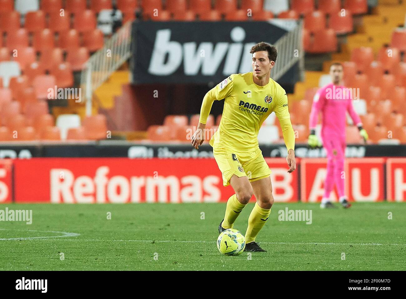 Pau Torres von Villarreal CF während des Fußballspiels der spanischen Meisterschaft La Liga zwischen Valencia und Villarreal am 5. März 2021 im Estadio de Mestalla in Valencia, Spanien - Foto Maria Jose Segovia / Spanien DPPI / DPPI / LiveMedia Stockfoto