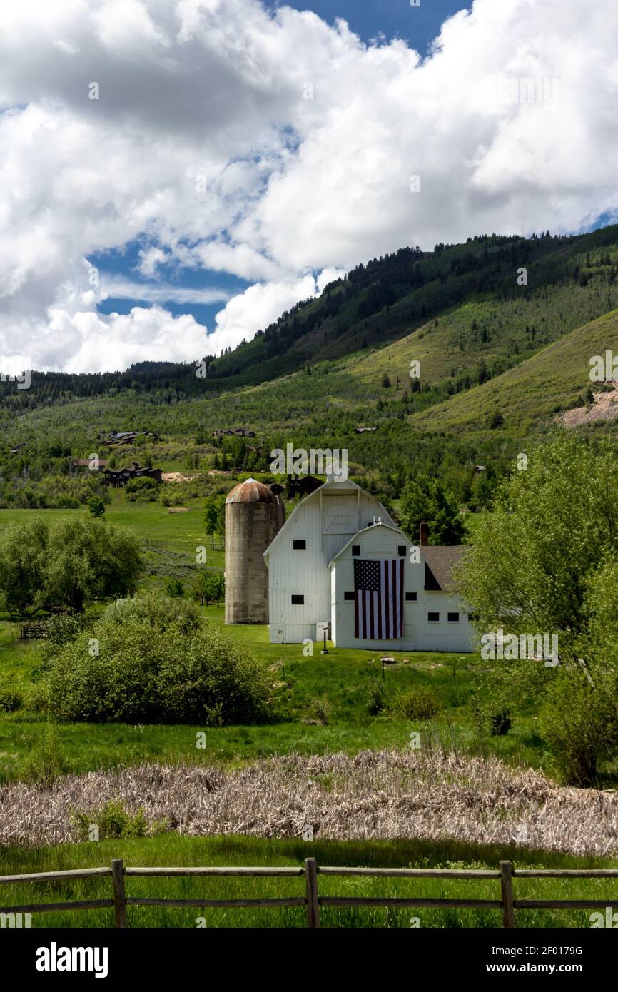 McPolin Farm Open Space wurde von den Bürgern von Park City in Utah dauerhaft als Freiraum geschützt. Stockfoto