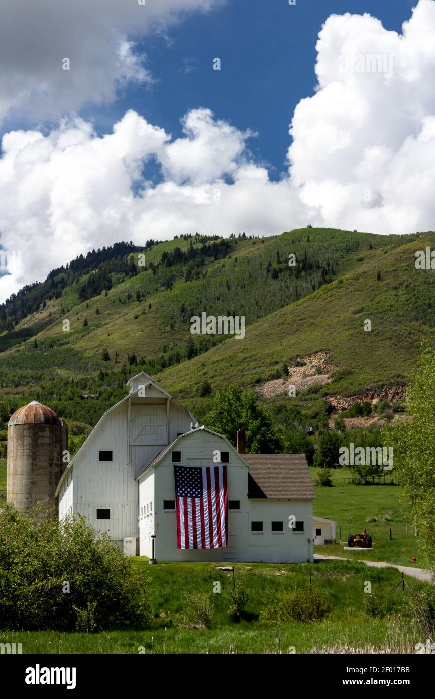 McPolin Farm Open Space wurde von den Bürgern von Park City in Utah dauerhaft als Freiraum geschützt. Stockfoto