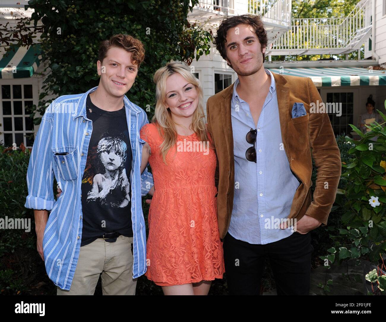6. Oktober 2012 - East Hampton, NY - (L-R) der Schauspieler Michael Seater, die Schauspielerin Emily Meade und der Regisseur Billy Federighi sind während des Hamptons International Film Festivals im Maidstone-Presseblock vertreten. Foto-Kredit: Fernando Leon/Sipa USA/ElevationPhotos Stockfoto