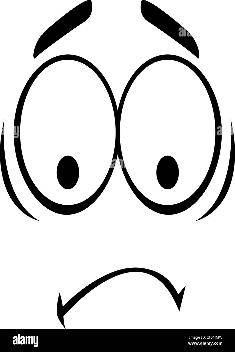 Enttäuschter Emoticon isolierte frustrierte Emotionen. Vektor verärgert traurig Smiley, Linie Kunst emoji Stock Vektor