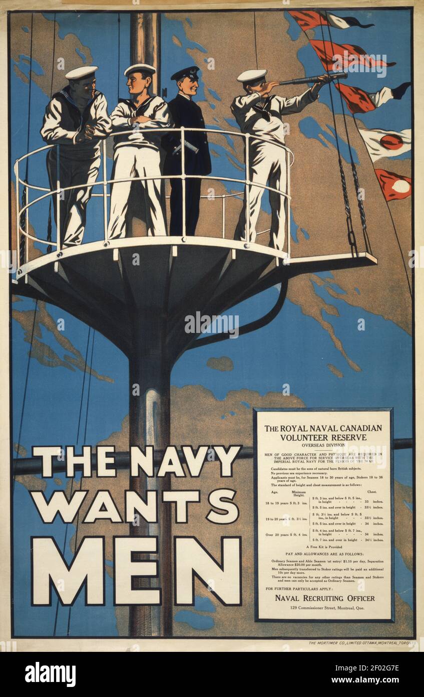 Armee-Poster oder Werbung. Die Marine Will Männer. Stockfoto