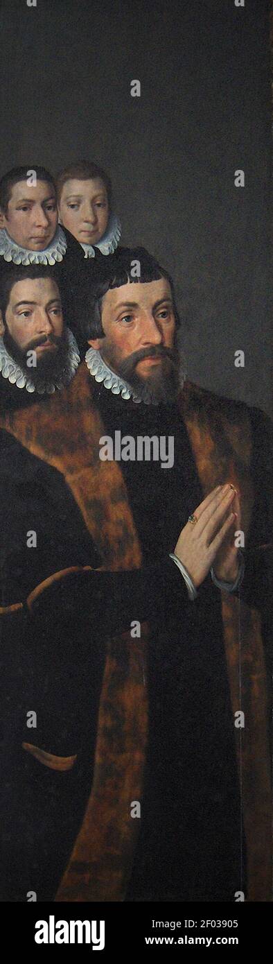 Pieter Pourbus.Remi Ommejaghere en drie zonen (1565-1570). Stockfoto