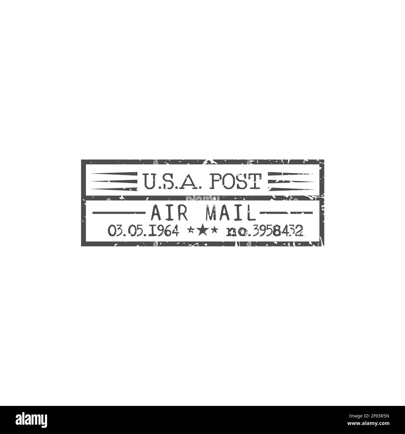 USA Post Air Mail isoliert retro Stempel mit Datum. Vector Luftpost Lieferung Grunge Symbol, retro Poststempel. Transport der amerikanischen Post, Stock Vektor