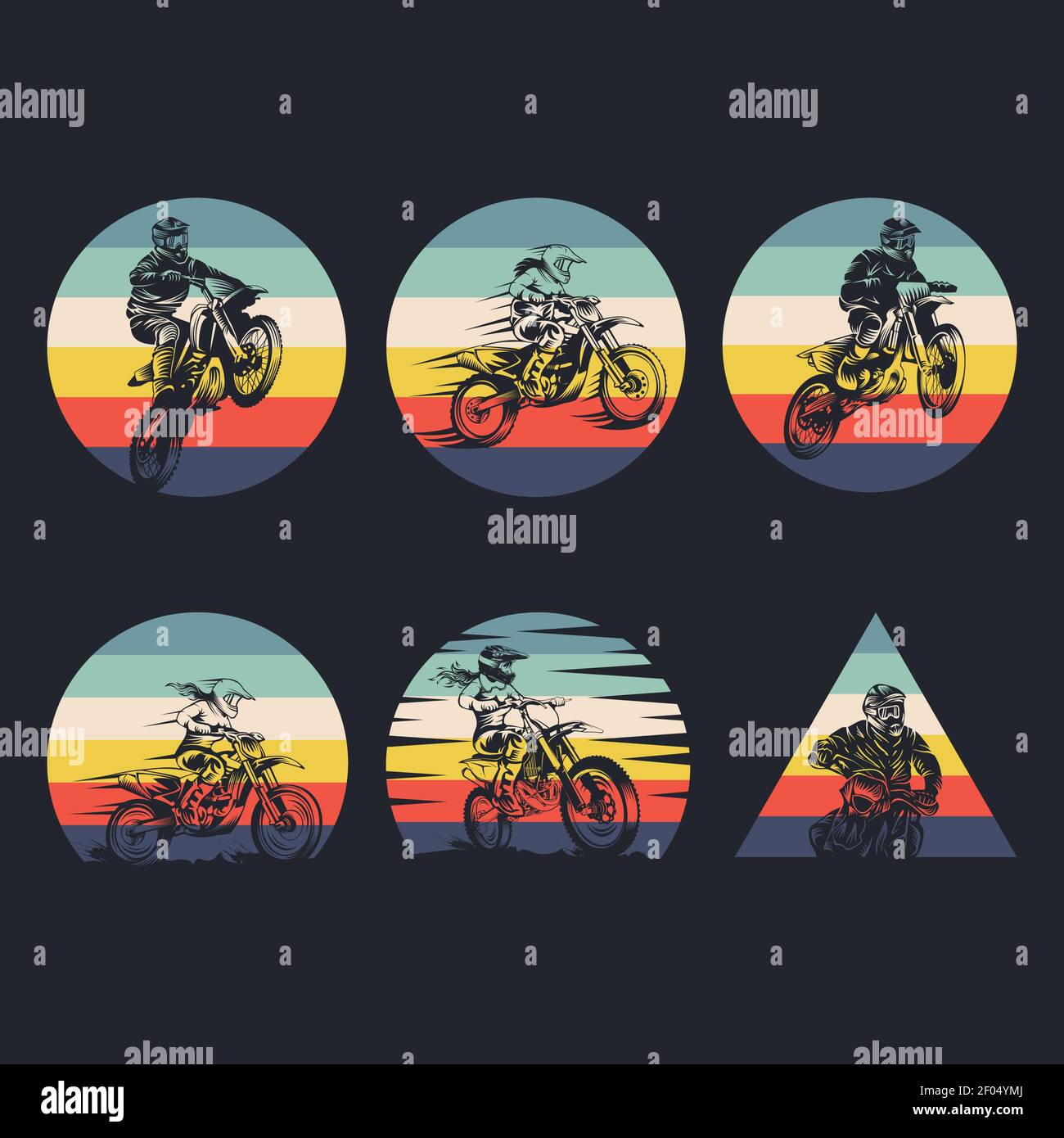 motocross Kollektion Retro Vektor Illustration für Ihr Unternehmen oder Ihre Marke Stock Vektor