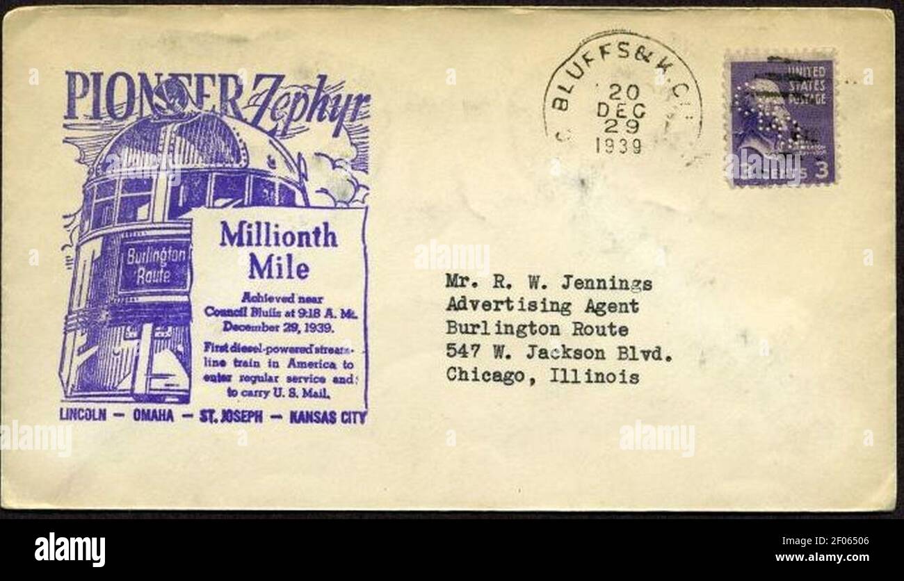 Pioneer Zephyr Millionste Meile Abdeckung. Stockfoto