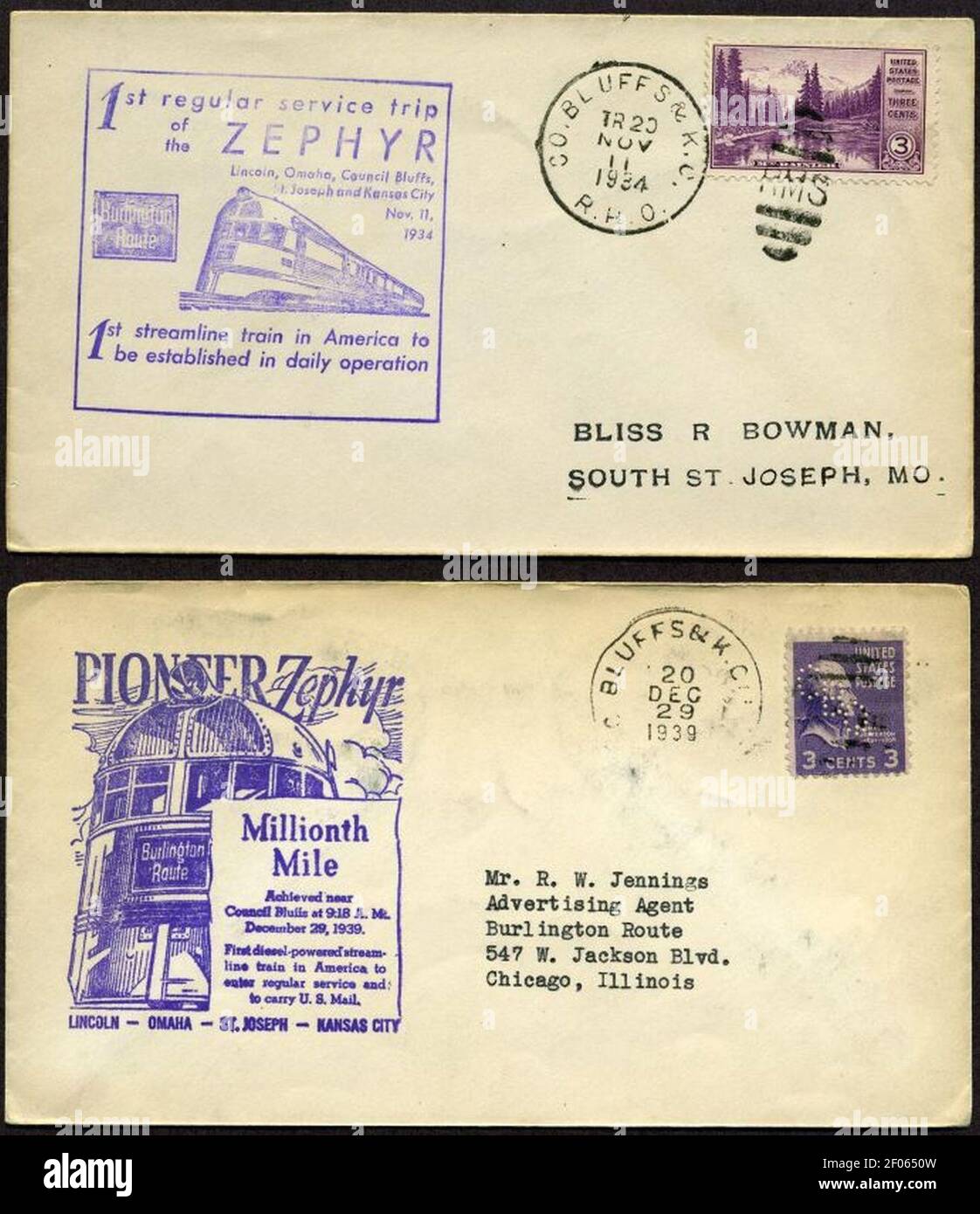 Pioneer Zephyr erster Lauf und millionste Meile bedeckt. Stockfoto