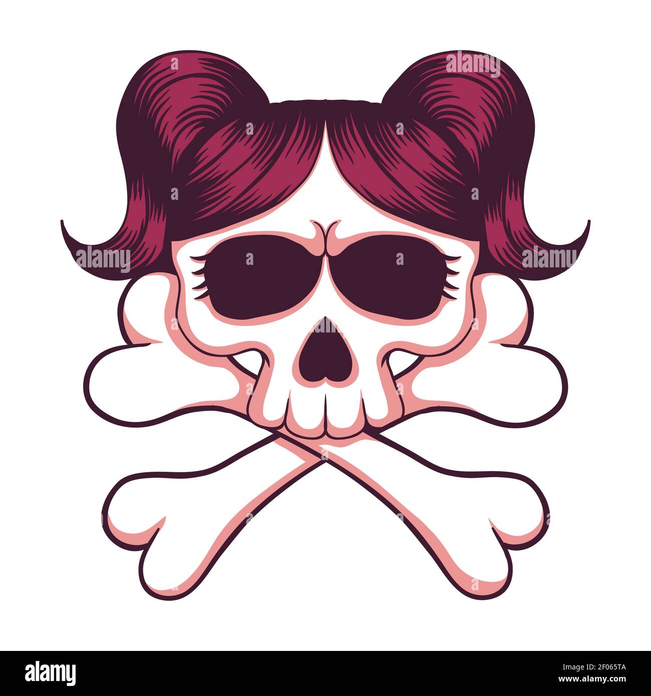 Skull Mädchen Crossbone Vektor Illustration für Ihre Firma oder Marke Stock Vektor