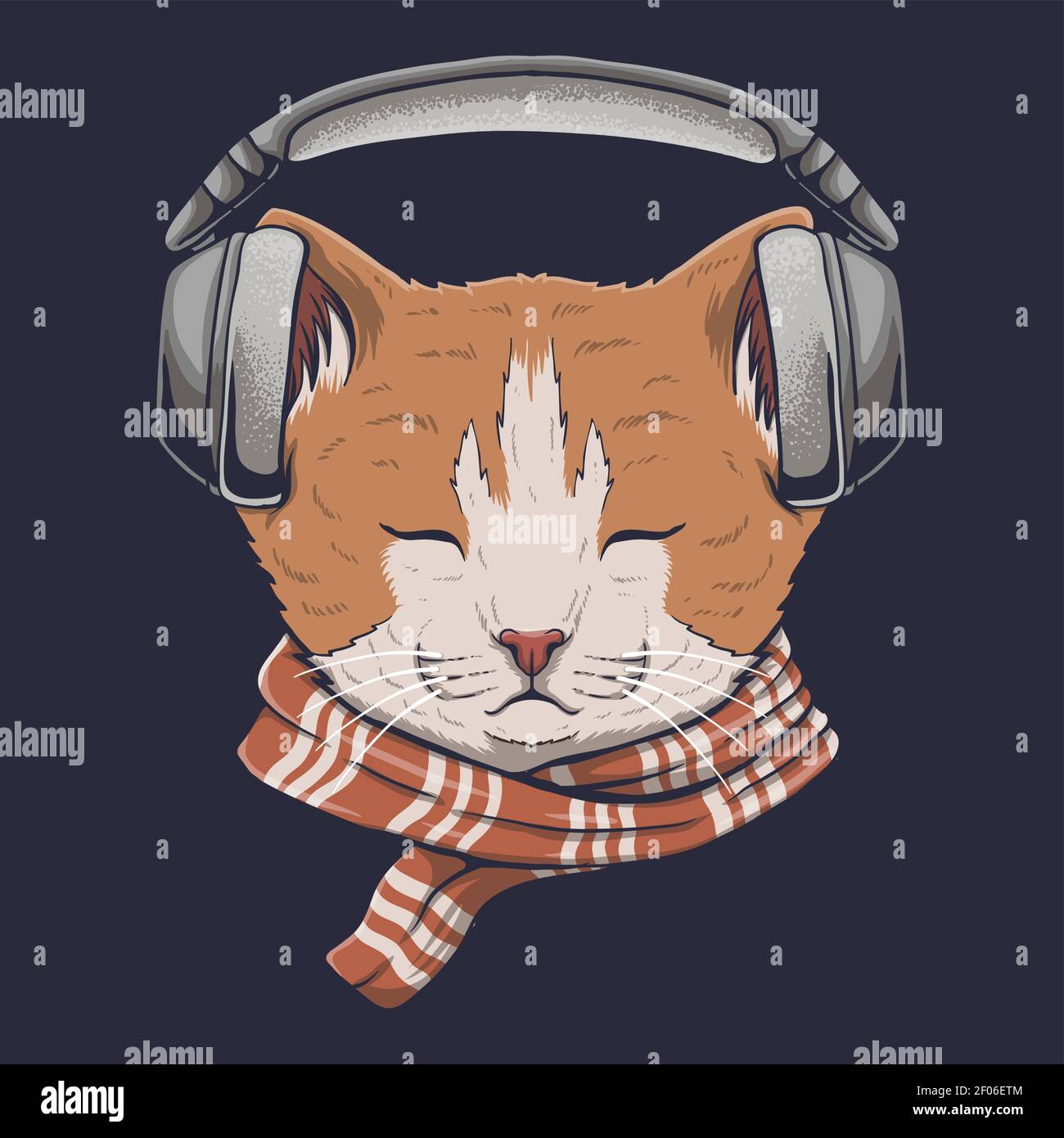 CAT Kopfhörer hören Musik Vektor Illustration für Ihr Unternehmen oder Marke Stock Vektor