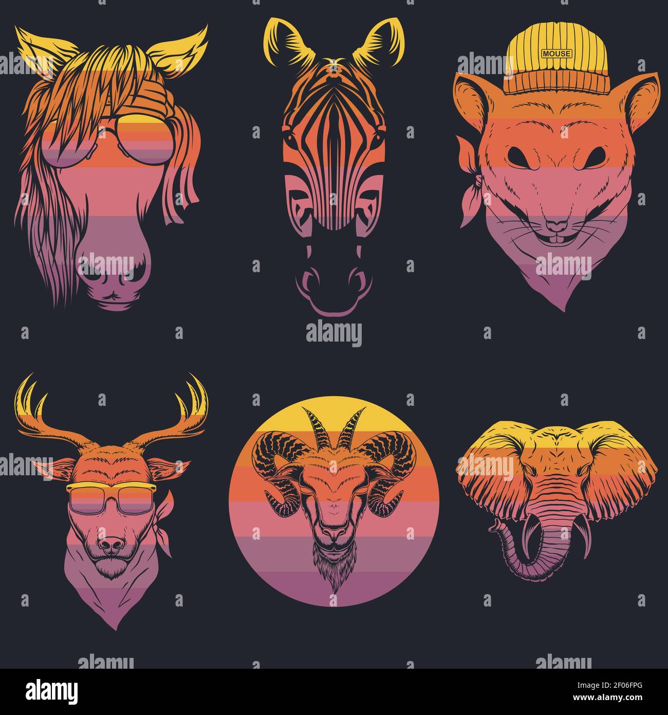 Tierkopf Retro Vektor Illustration für Ihre Firma oder Marke Stock Vektor