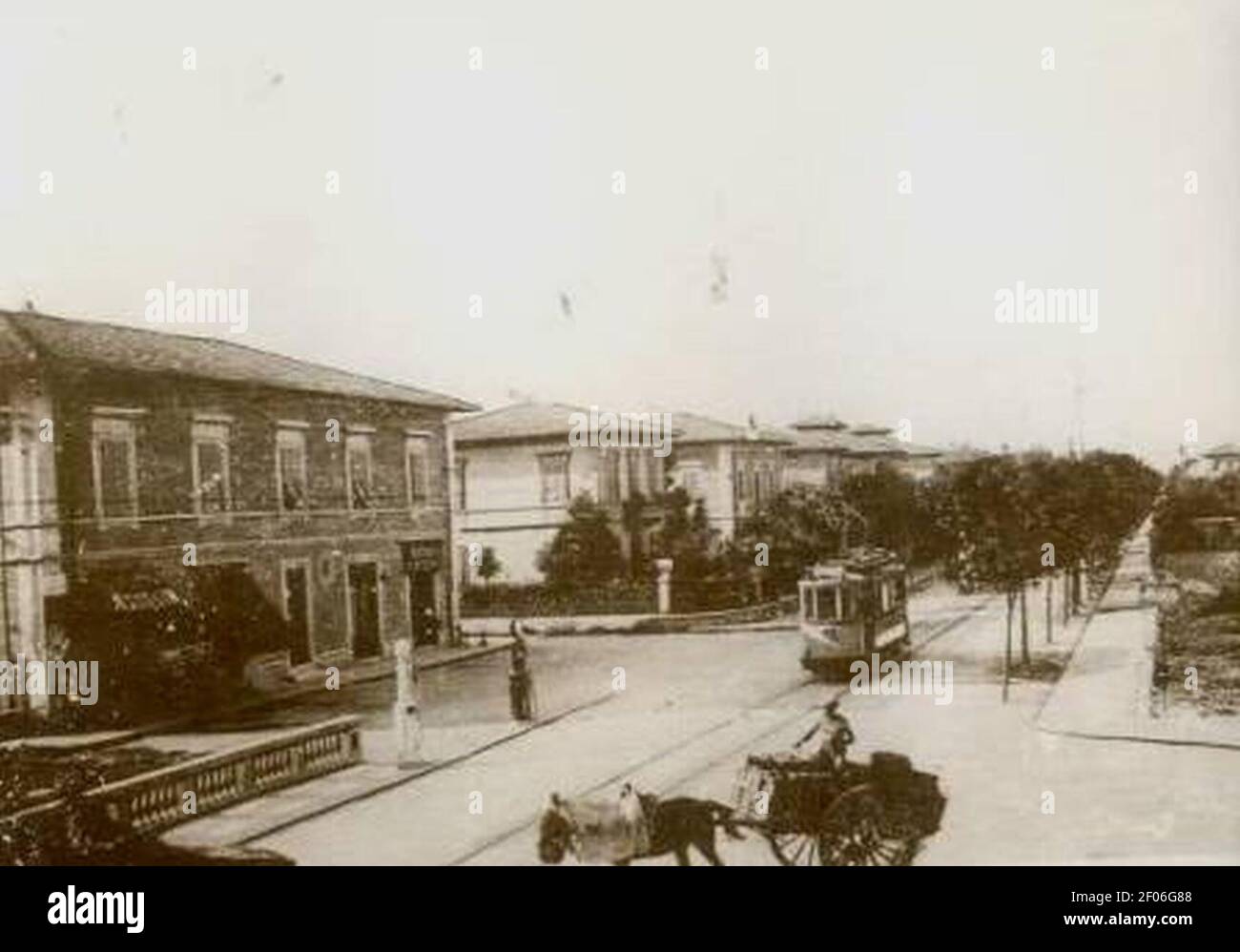 Pisa, Straßenbahn in Viale Giovanni Pisano. Stockfoto