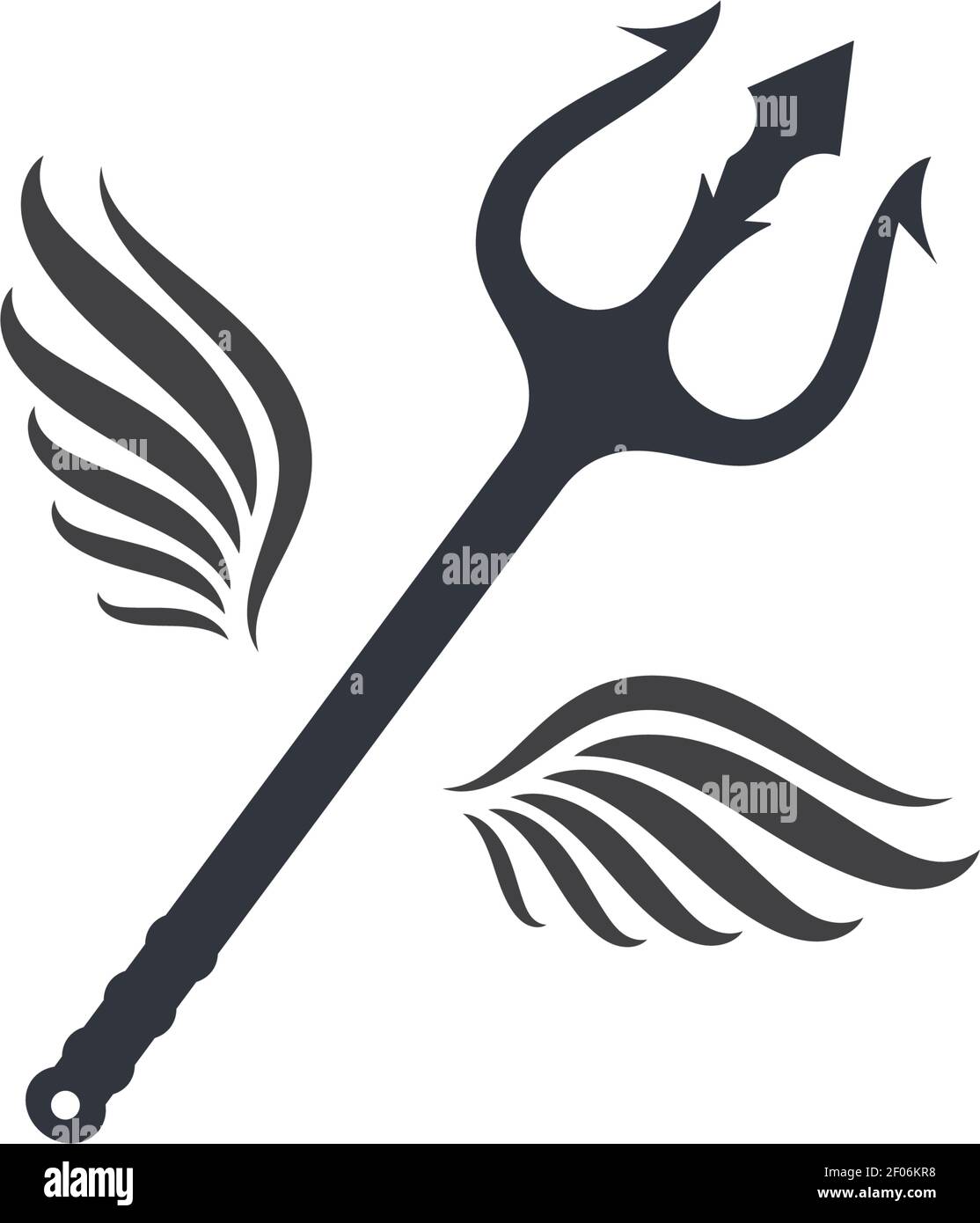 Trident mit Flügeln Logo Vorlage Vektor Symbol Illustration Design Stock Vektor