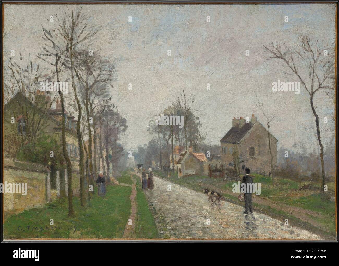 Pissarro - Route de Versailles, Louveciennes, Regeneffekt, 1870. Stockfoto