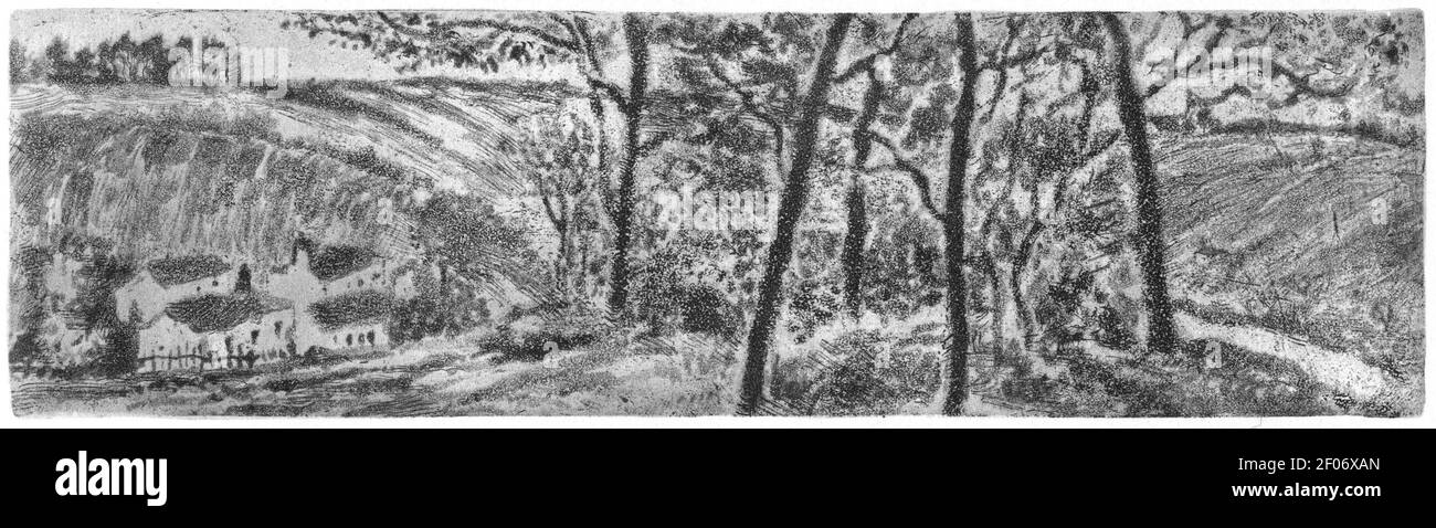 Pissarro paysage en long third State of three 1879. Stockfoto