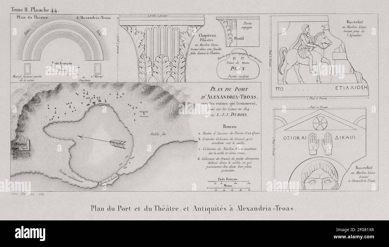 Plan du Port et du Théatre et Antiquités à Alexandria-Troas - Choiseul-gouffier Gabriel Florent Auguste De - 1822. Stockfoto