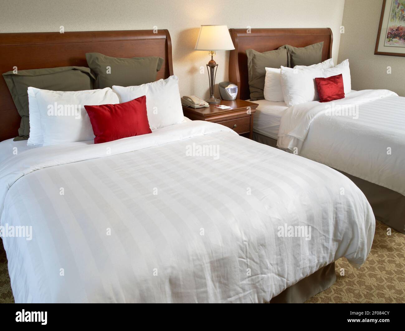 Hotelzimmer mit zwei Betten, Philadelphia USA Stockfoto