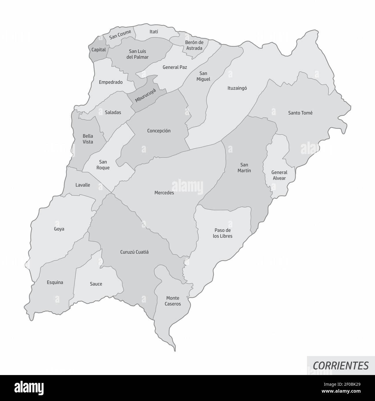 Graustufenkarte der Provinz Corrientes Stock Vektor Graustufenkarte der Provinz Corrientes Stock Vektor
