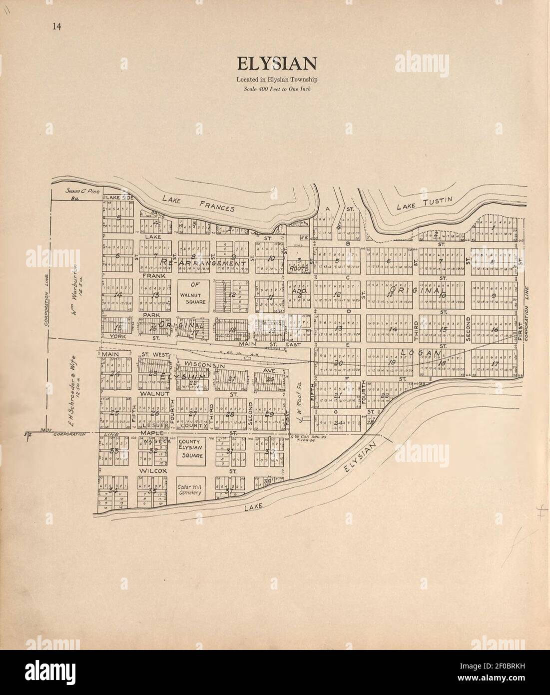 Plat Buch von Le Sueur County, Minnesota - zeigt Township Plats, Stadt und Dorf Plats, Sub-Division Plats, County Karte, Regierung Umfragen, Gönner Verzeichnis, Minnesota Geschichte, Grafschaft Offiziere, Stockfoto