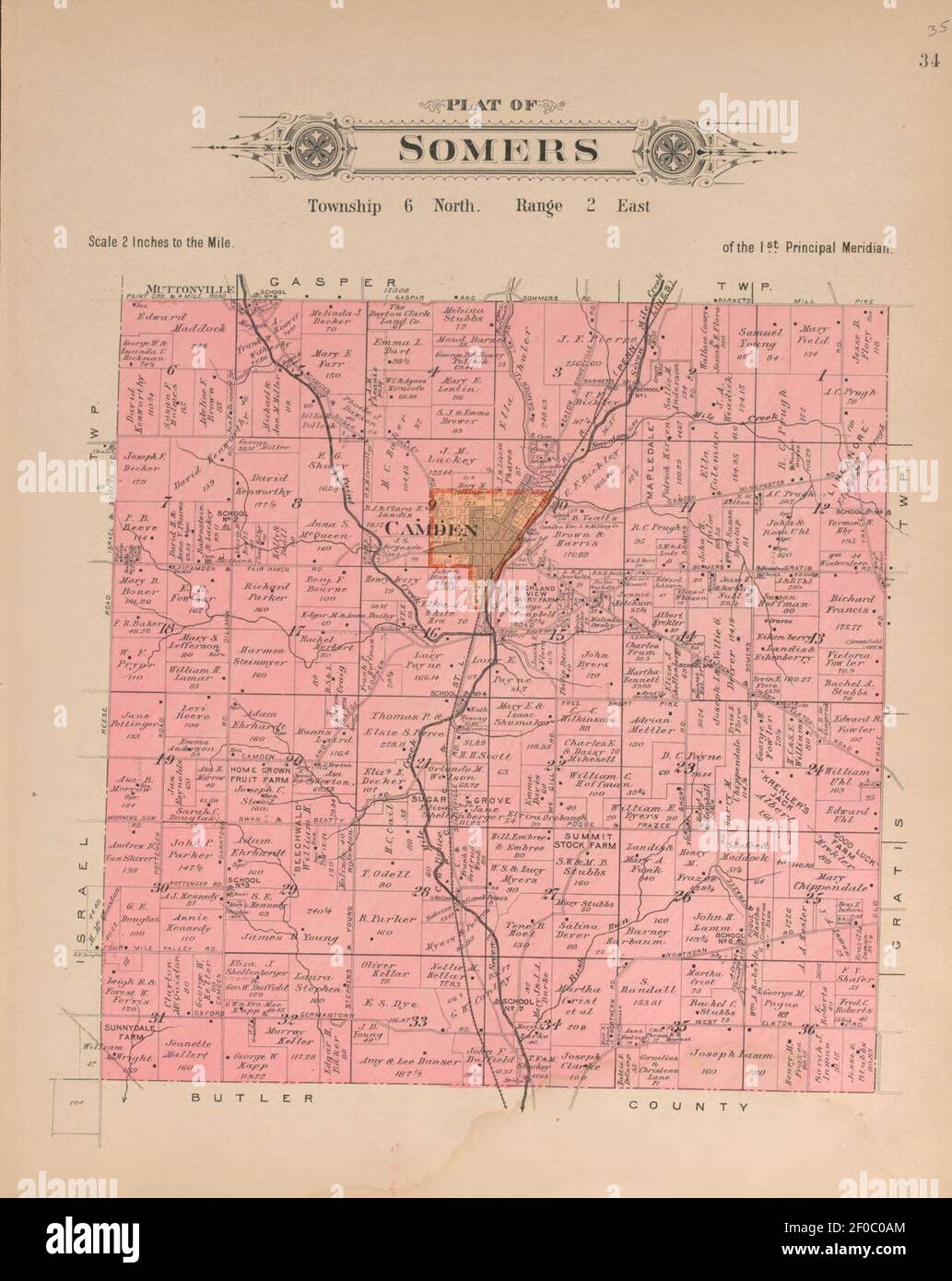 Plat Buch von Preble County, Ohio - zusammengestellt aus County Aufzeichnungen und tatsächlichen Umfragen Stockfoto