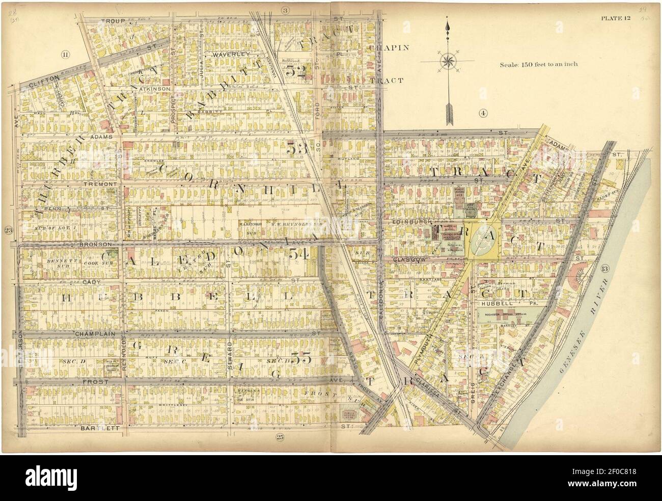 Plat Buch, Stadt Rochester, New York - sorgfältig zusammengestellt aus offiziellen Aufzeichnungen und Umfragen. Stockfoto