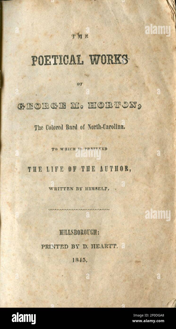 Poetische Werke von George M Horton, 1845. Stockfoto