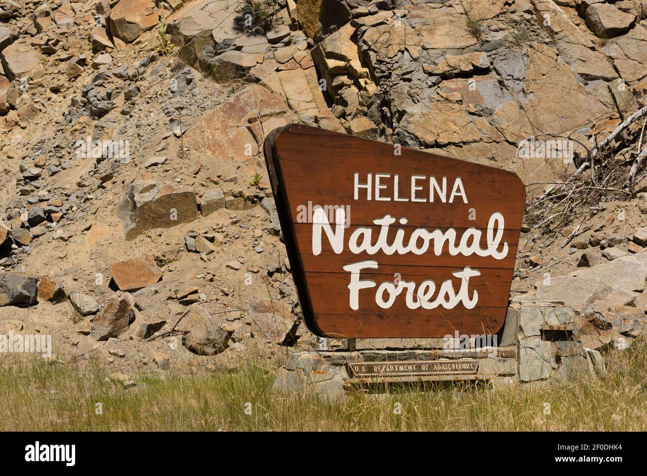 Helena National Forest Sign US Department of Agriculture Stockfoto