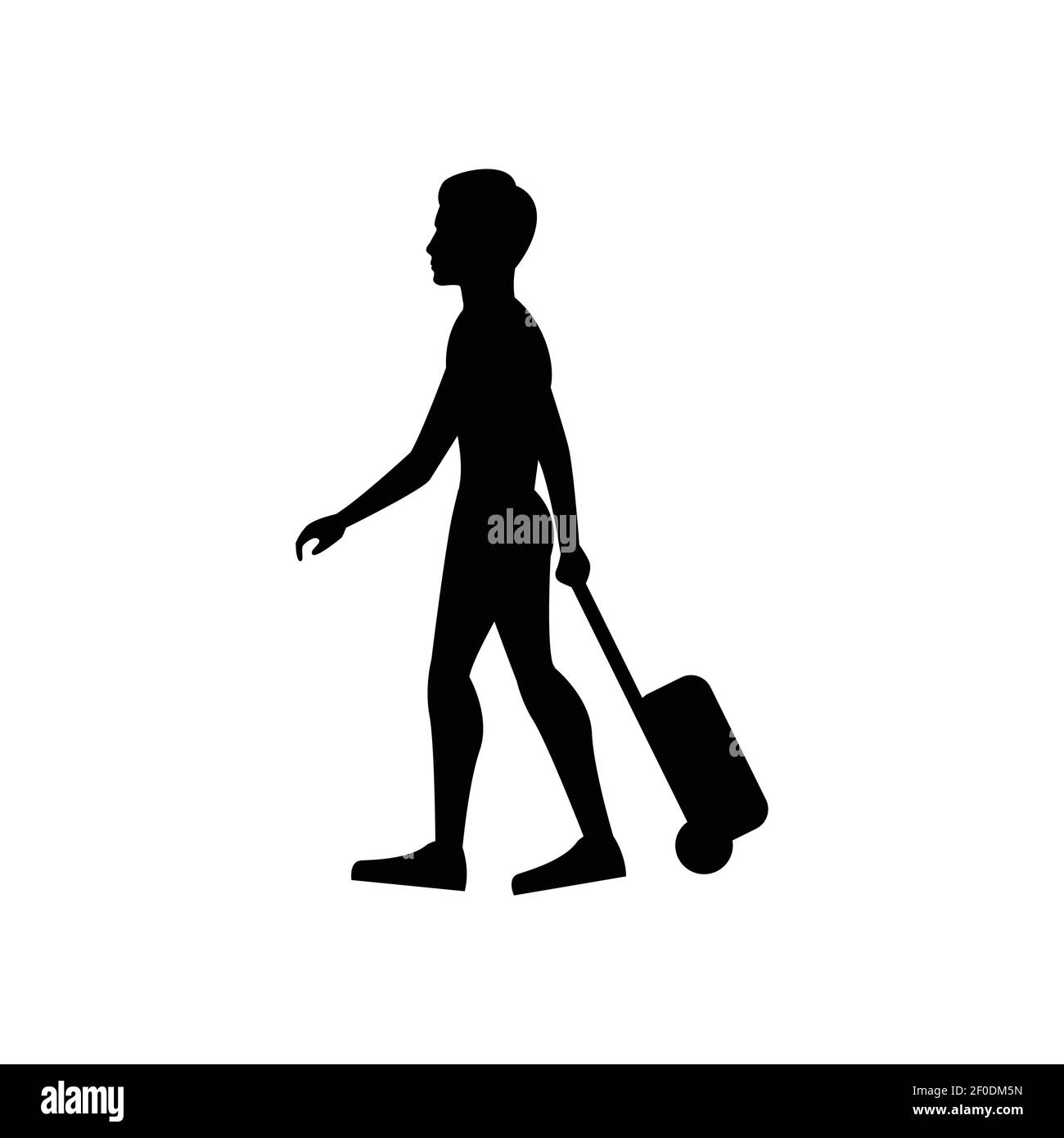 Schwarze Silhouette Design mit isolierten weißen Hintergrund des Menschen ziehen Gepäck, Vektor-Abrundung Stock Vektor