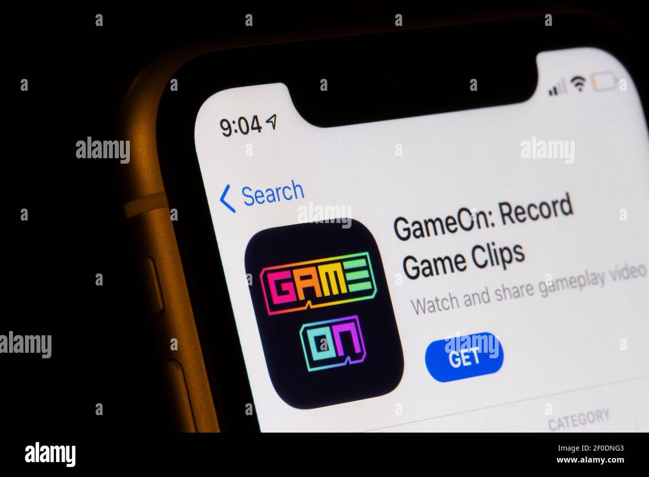 GameOn von Amazon, eine neue Kurzform-Gameplay-Footage-App speziell für mobile Gamer ist im App Store auf einem iPhone am 6. März 2021 zu sehen. Stockfoto