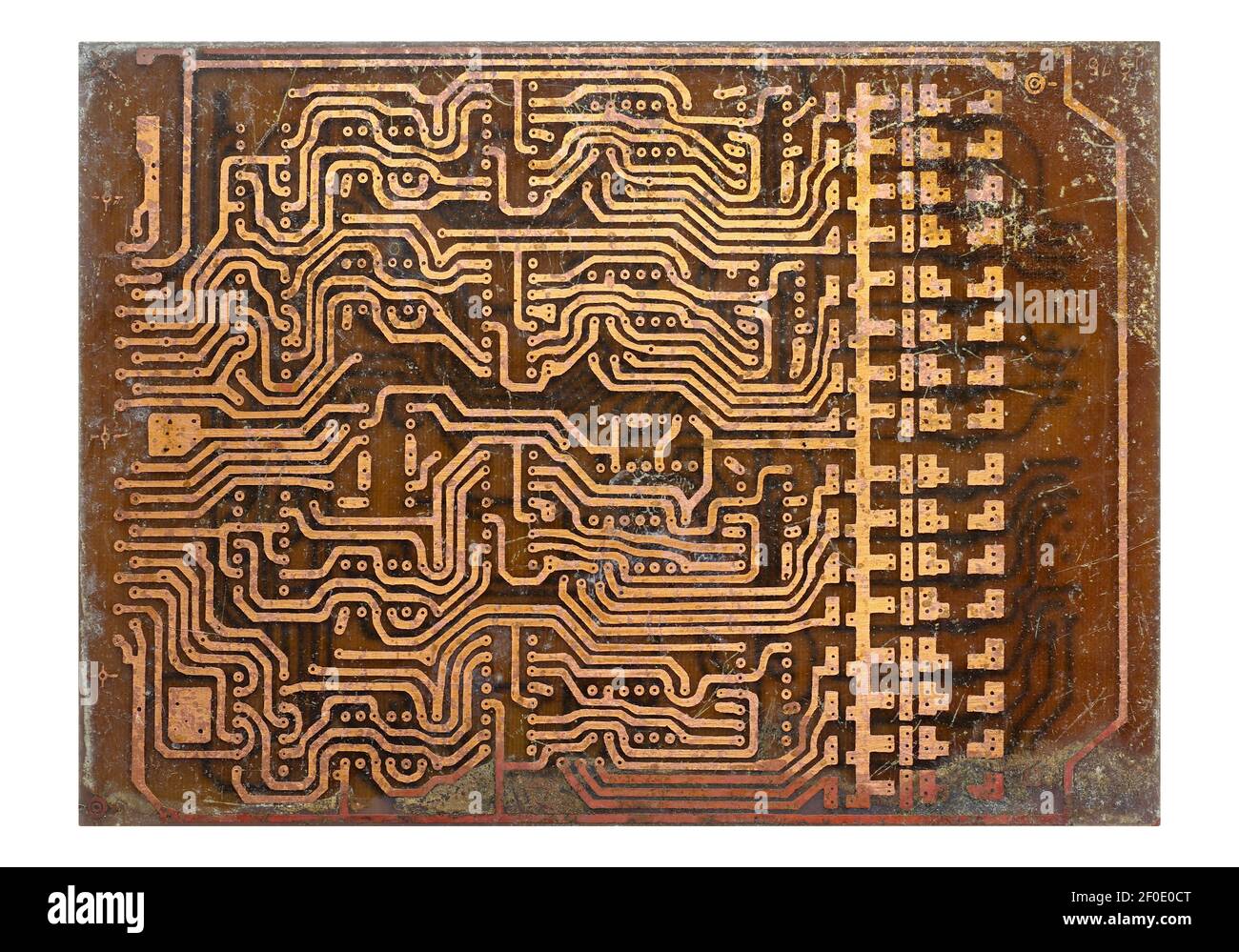 Abstraktes Detail der alten und beschädigten Leiterplatte - Technologie Textur Stockfoto