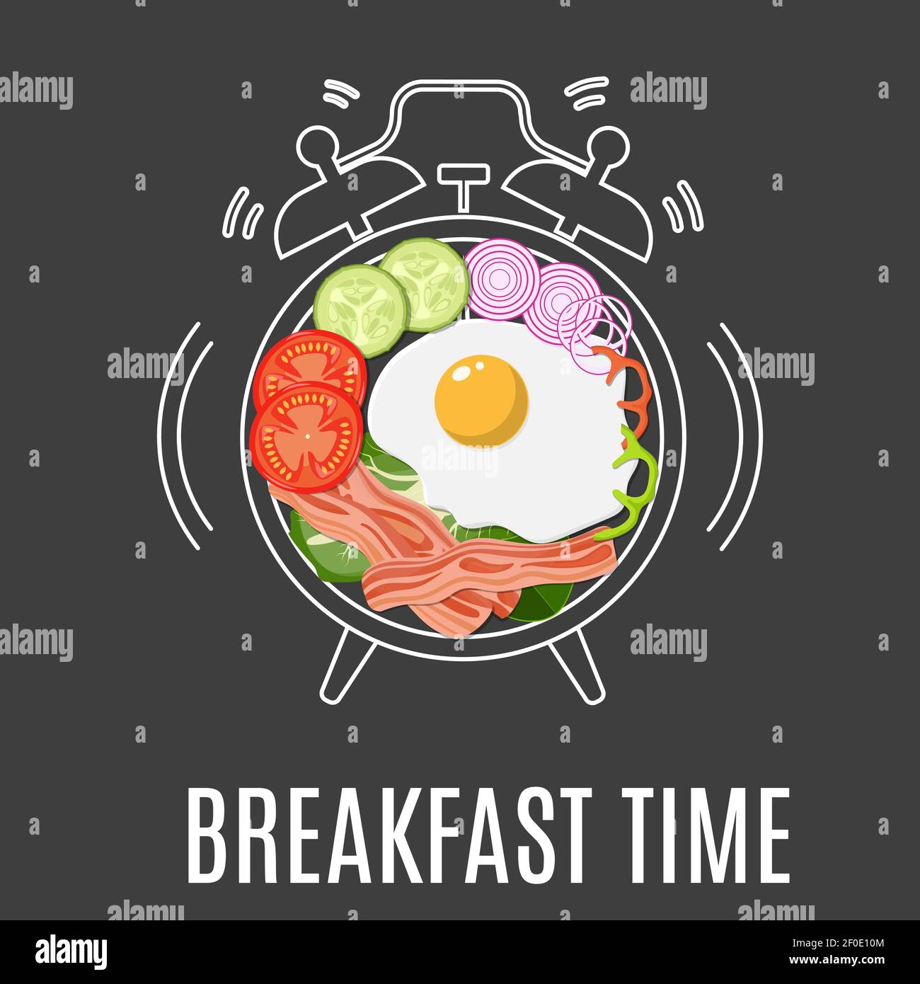 Spiegeleier, Speck, Tomate, Stock Vektor