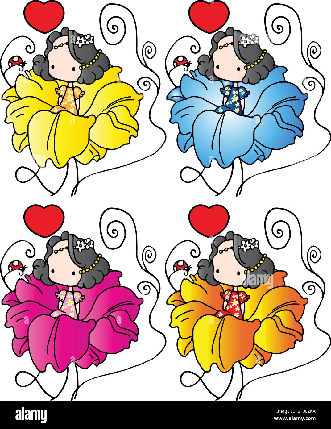 vektor-Mädchen in einer großen Blume mit Liebe gesetzt Stock Vektor